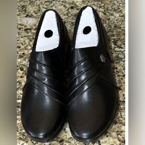 Clarks Hope Roxanne Womens Genuine Leather Almond Toe Loafers 8.5 M Black Shoes